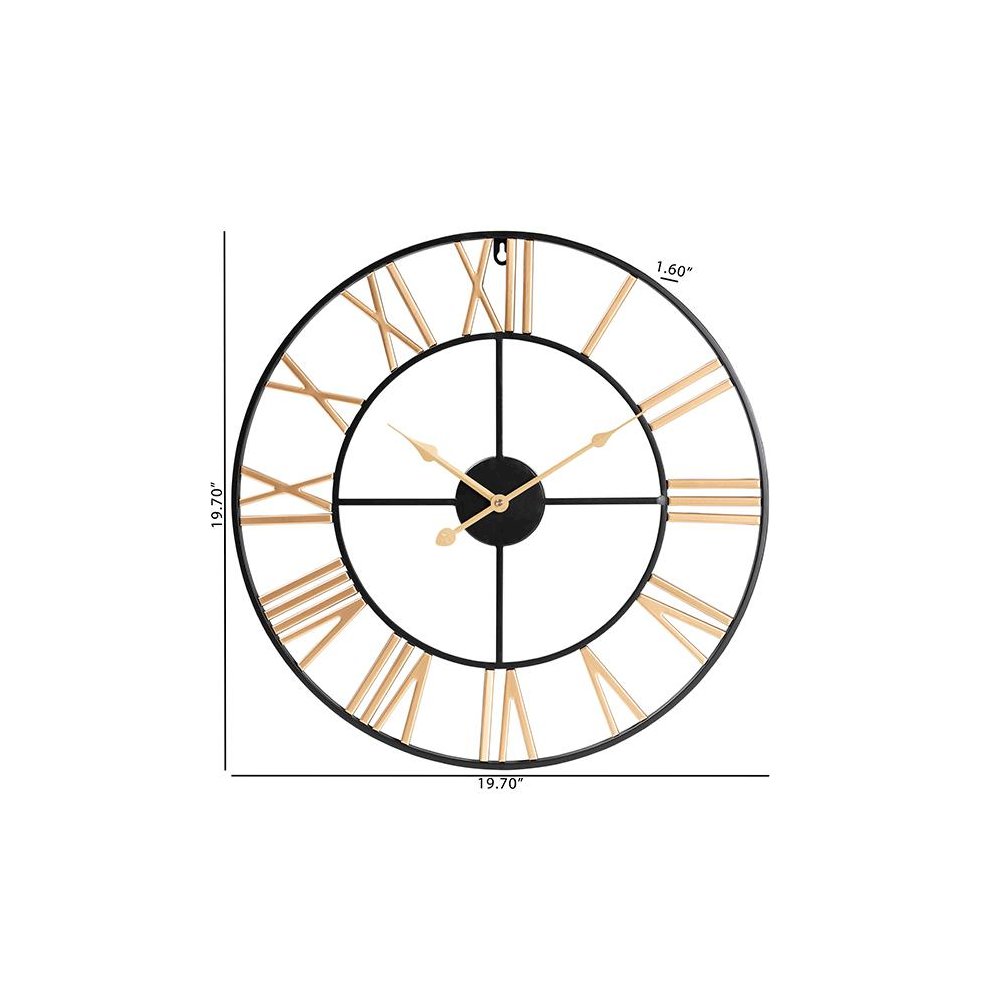 Baxton Studio Auden Modern Industrial Two-Tone Black and Gold Metal Wall Clock