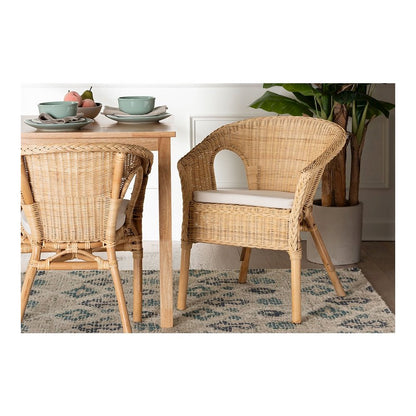 Abbey Modern Bohemian Natural Rattan Dining Chair