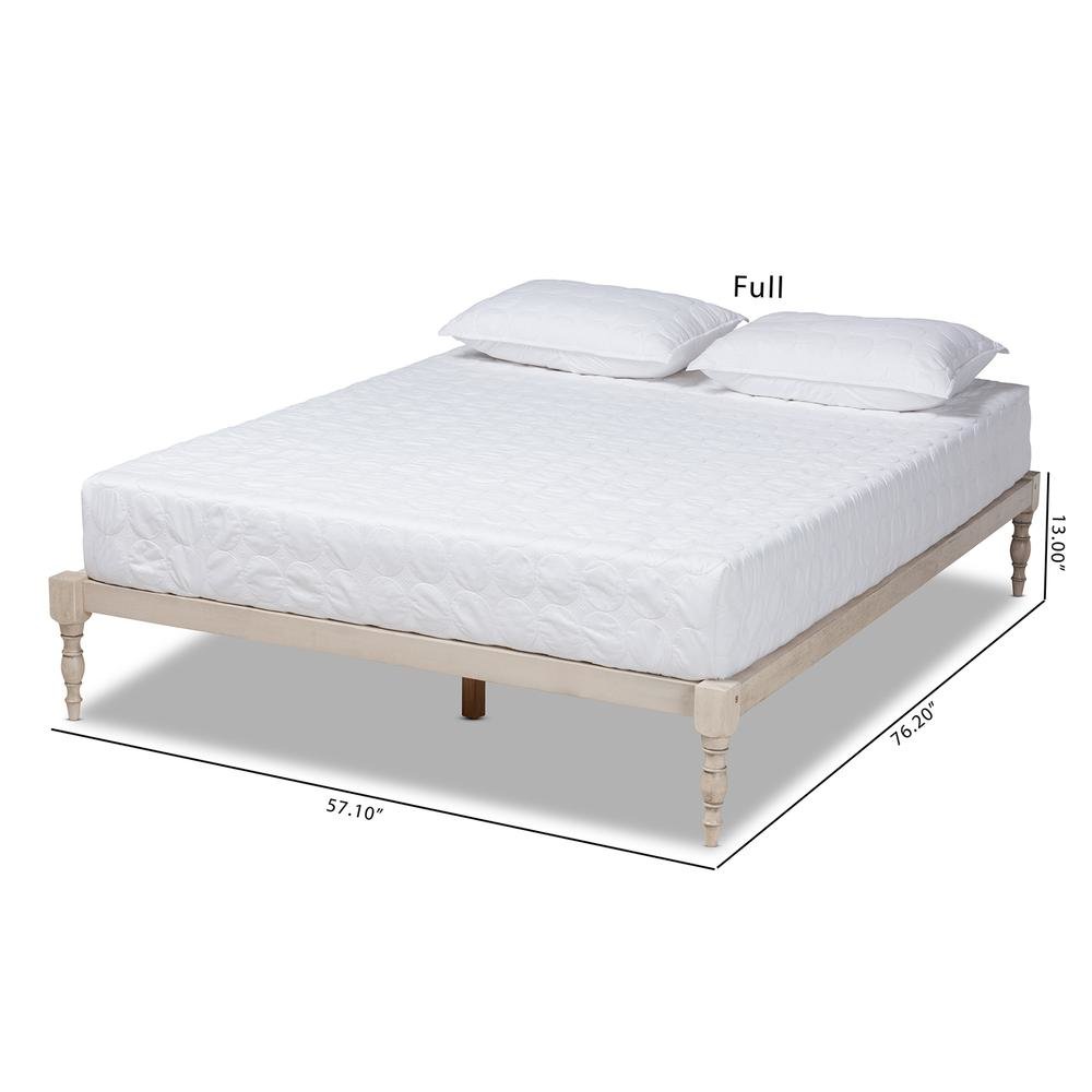Antique White Finished Wood Queen Size Platform Bed Frame