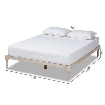Antique White Finished Wood Queen Size Platform Bed Frame