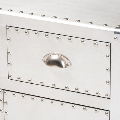 Baxton Studio Serge French Industrial Silver Metal 2-Door Accent Storage Cabinet
