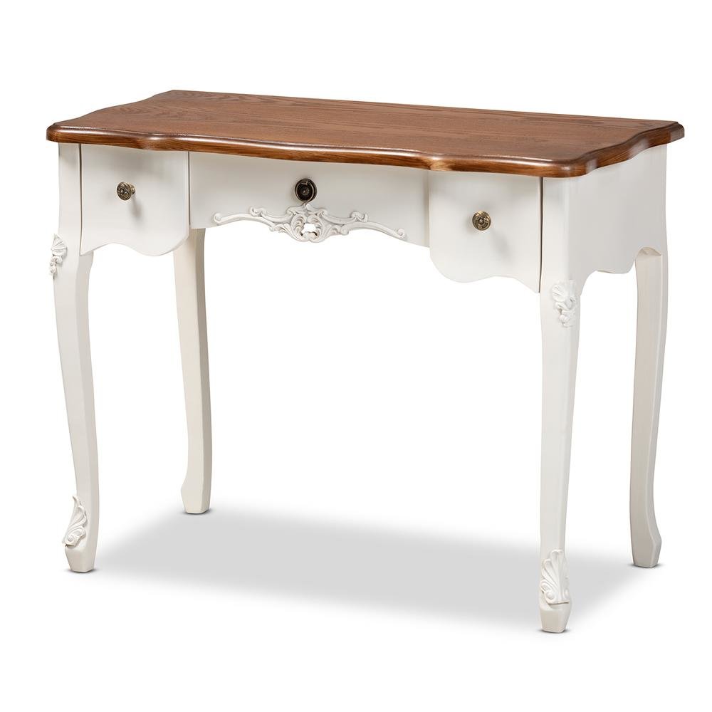 Brown Finished Small 3-Drawer Wood Console Table