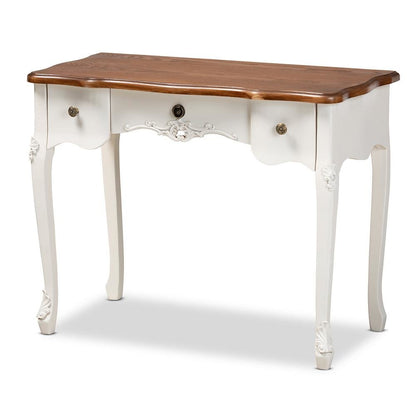 Brown Finished Small 3-Drawer Wood Console Table