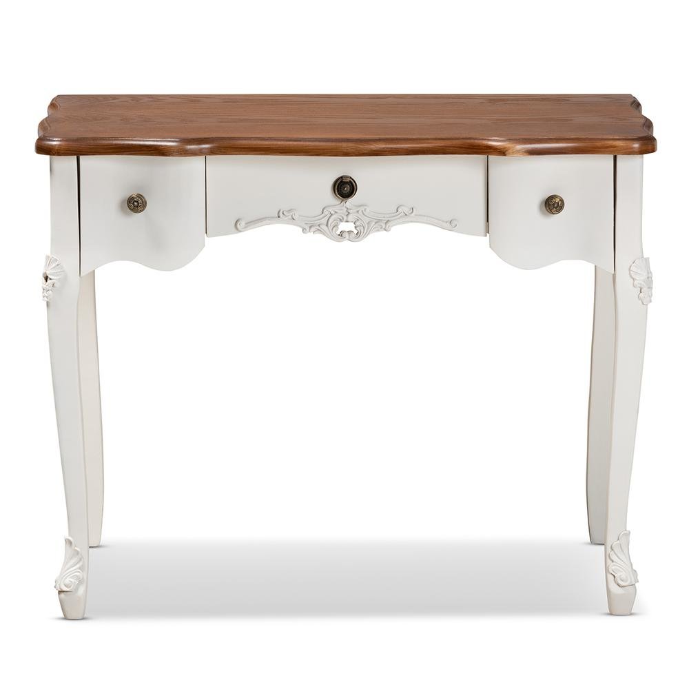 Brown Finished Small 3-Drawer Wood Console Table