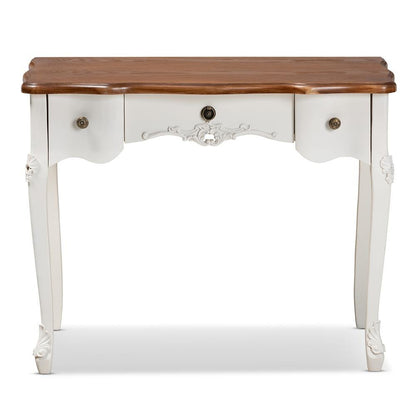 Brown Finished Small 3-Drawer Wood Console Table