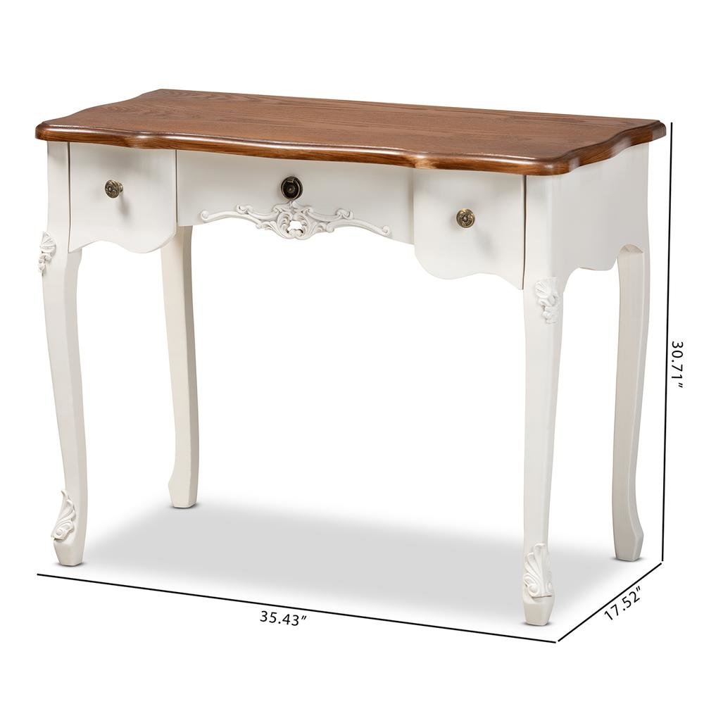 Brown Finished Small 3-Drawer Wood Console Table