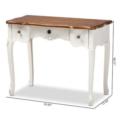 Brown Finished Small 3-Drawer Wood Console Table