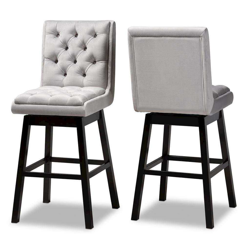 Dark Brown Finished Wood 2-Piece Swivel Bar Stool Set Set