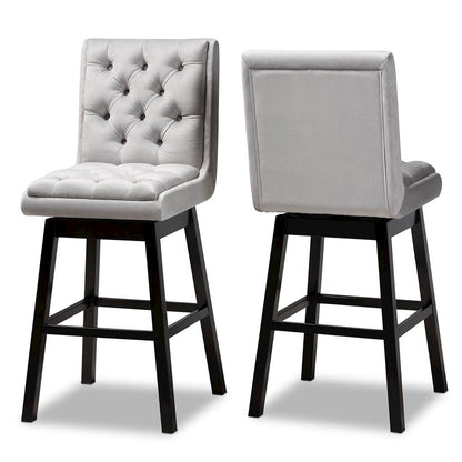 Dark Brown Finished Wood 2-Piece Swivel Bar Stool Set Set