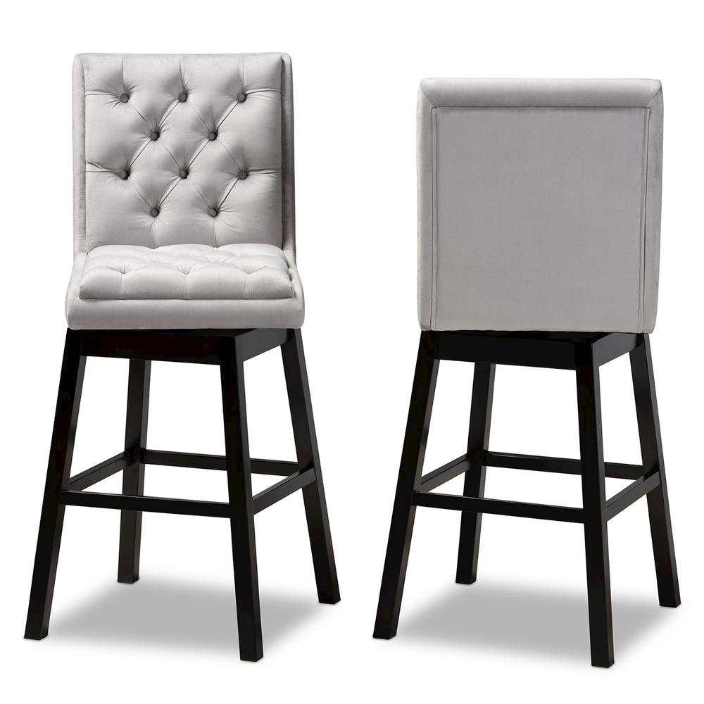 Dark Brown Finished Wood 2-Piece Swivel Bar Stool Set Set