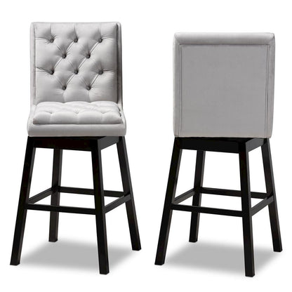 Dark Brown Finished Wood 2-Piece Swivel Bar Stool Set Set
