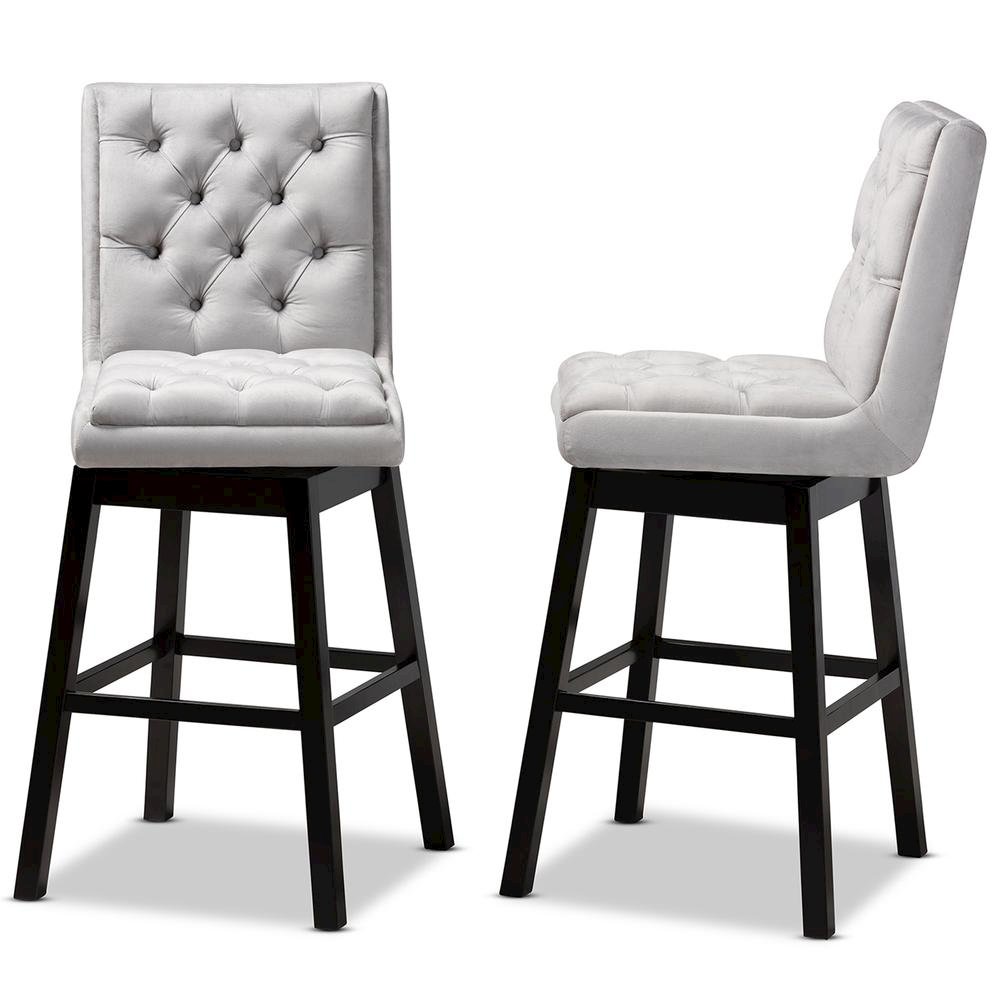 Dark Brown Finished Wood 2-Piece Swivel Bar Stool Set Set