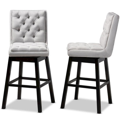 Dark Brown Finished Wood 2-Piece Swivel Bar Stool Set Set