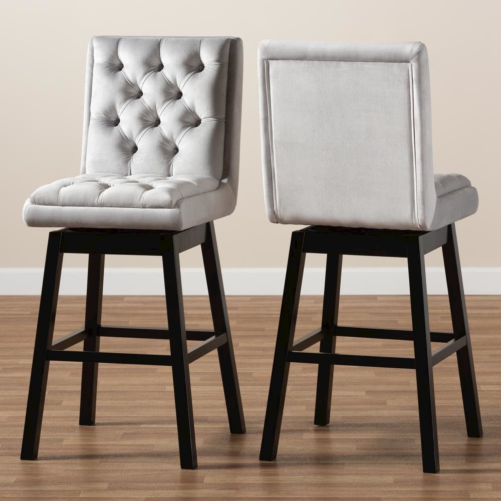 Dark Brown Finished Wood 2-Piece Swivel Bar Stool Set Set
