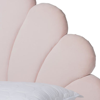 Walnut Brown Finished Wood Queen Size Seashell Shaped Platform Bed