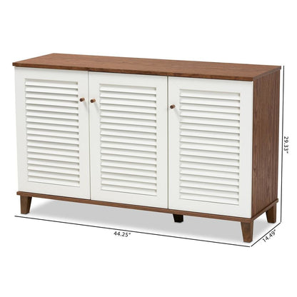 Walnut Finished 8-Shelf Wood Shoe Storage Cabinet