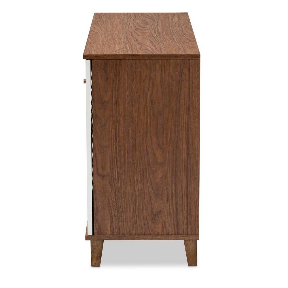 Walnut Finished 8-Shelf Wood Shoe Storage Cabinet