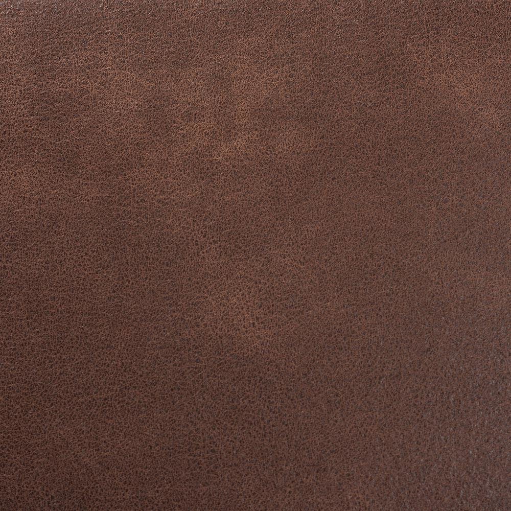 Leather Effect Fabric Upholstered Antique Oak Finished Wood Ottoman