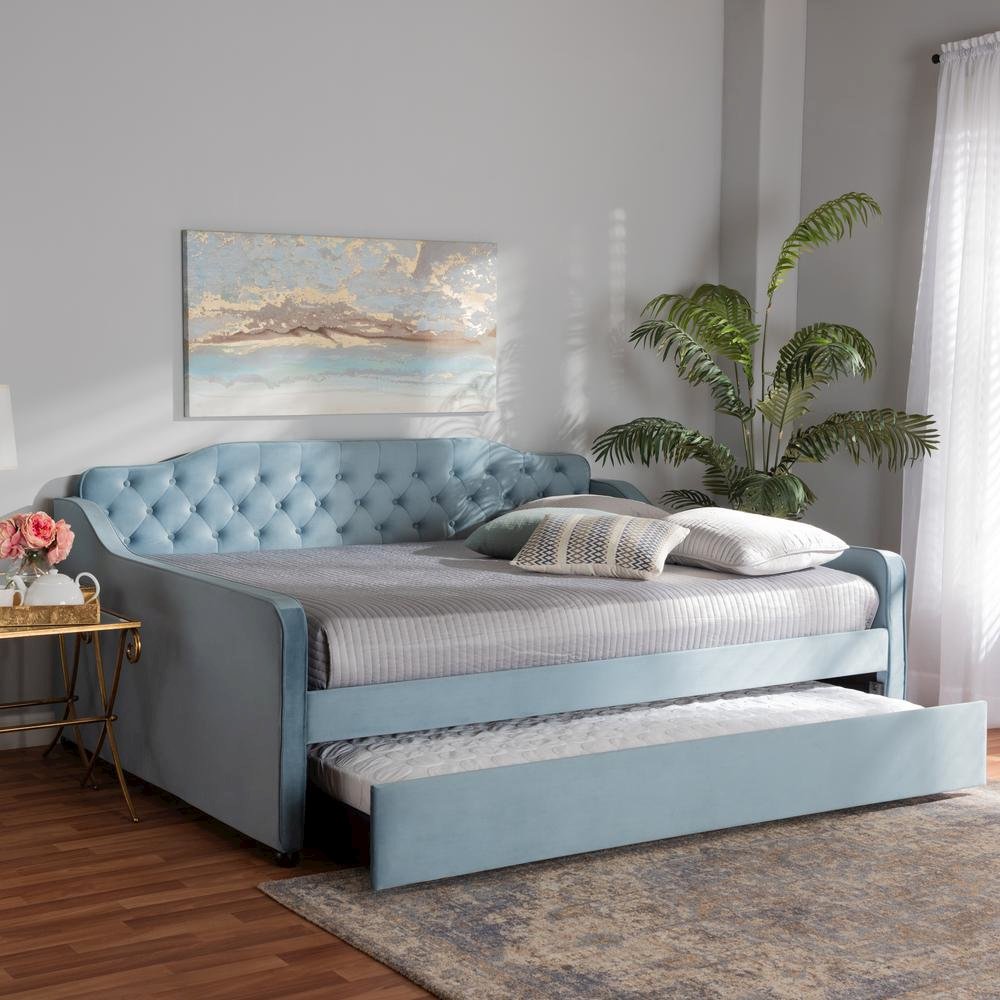 Button Tufted Full Size Daybed with Trundle