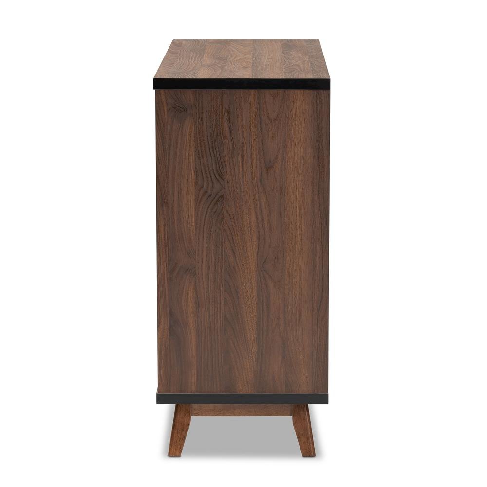 Two-Tone Walnut Brown and Black Finished Wood Wine Storage Cabinet