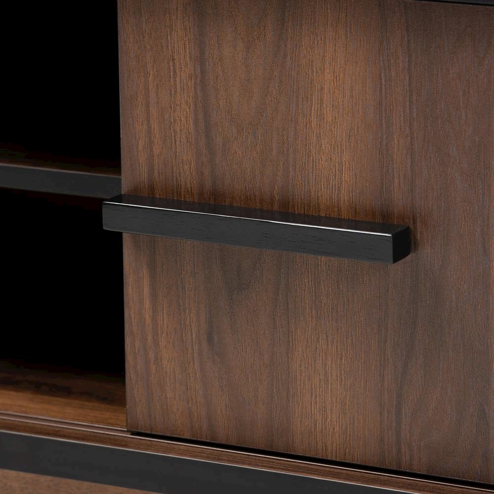 Two-Tone Walnut Brown and Black Finished Wood Wine Storage Cabinet