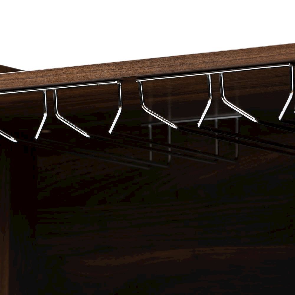 Carrie Transitional Farmhouse Walnut Brown Finished Wood Wine Storage Cabinet