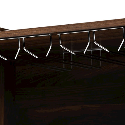 Carrie Transitional Farmhouse Walnut Brown Finished Wood Wine Storage Cabinet
