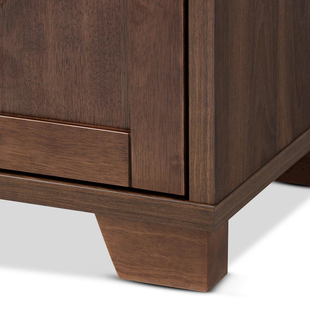 Carrie Transitional Farmhouse Walnut Brown Finished Wood Wine Storage Cabinet