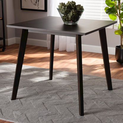 Britte Mid-Century Modern Dark Oak Brown Finished Square Wood Dining Table