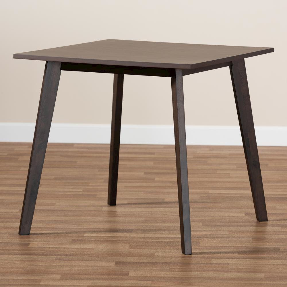 Britte Mid-Century Modern Dark Oak Brown Finished Square Wood Dining Table