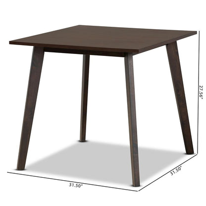 Britte Mid-Century Modern Dark Oak Brown Finished Square Wood Dining Table