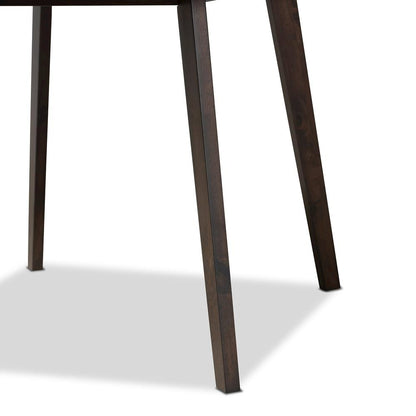 Beige Fabric Upholstered Dark Oak Brown Finished 5-Piece Wood Dining Set