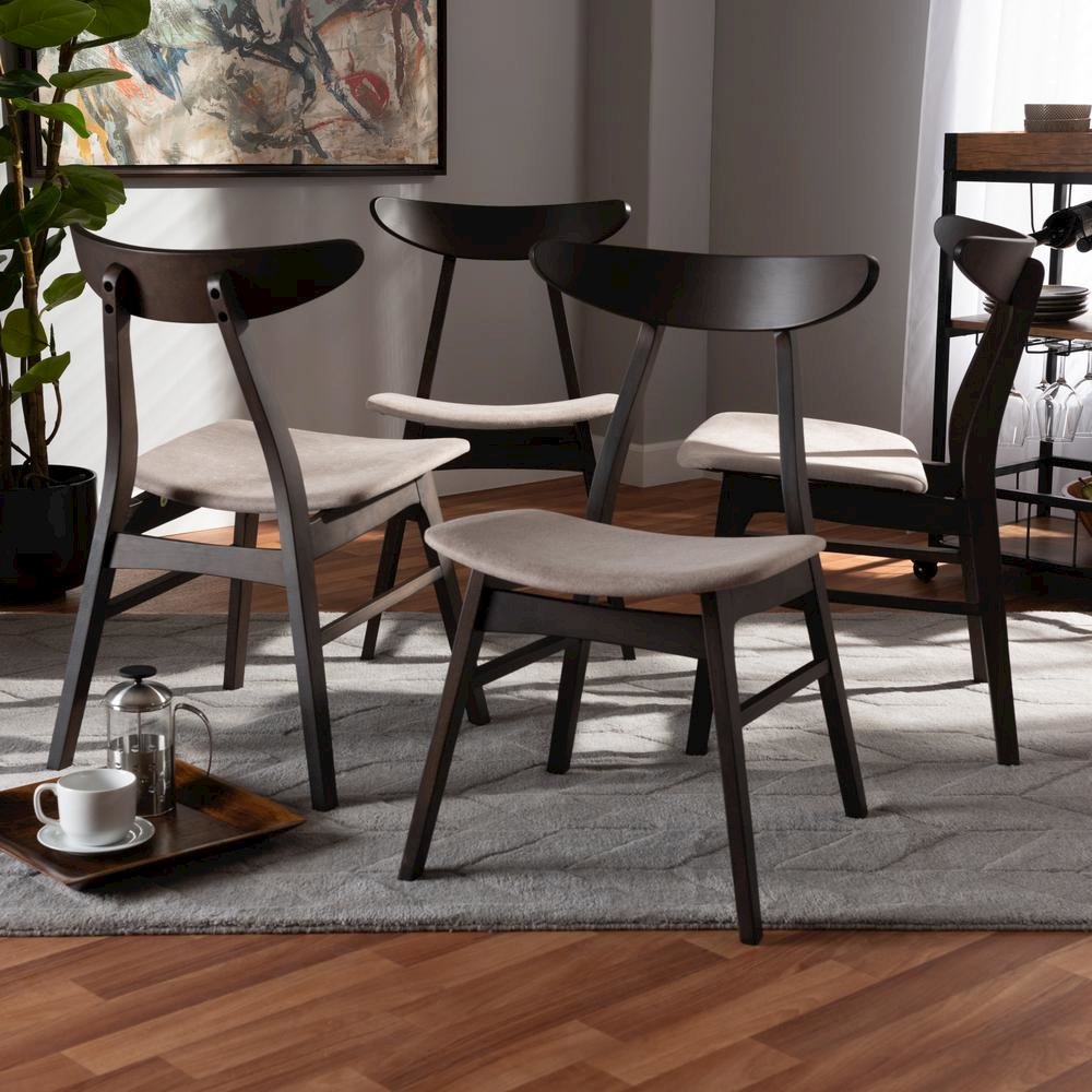Dark Oak Brown Finished 4-Piece Wood Dining Chair Set Set