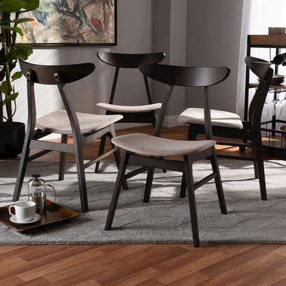 Dark Oak Brown Finished 4-Piece Wood Dining Chair Set Set