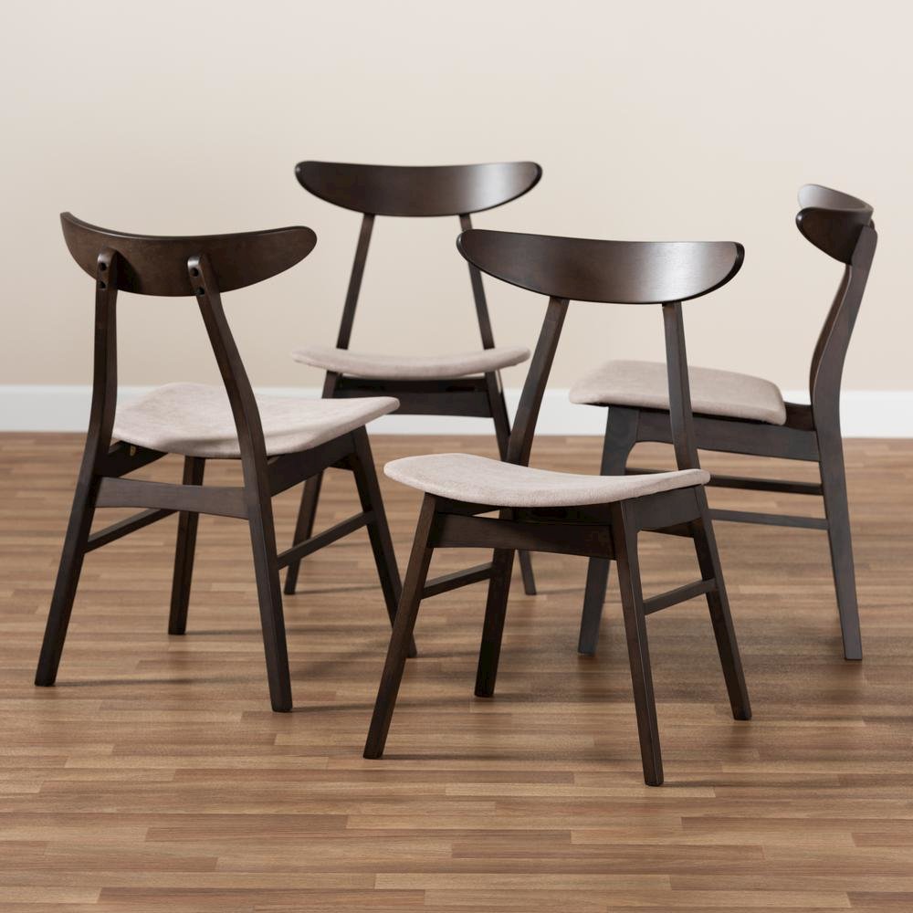 Dark Oak Brown Finished 4-Piece Wood Dining Chair Set Set