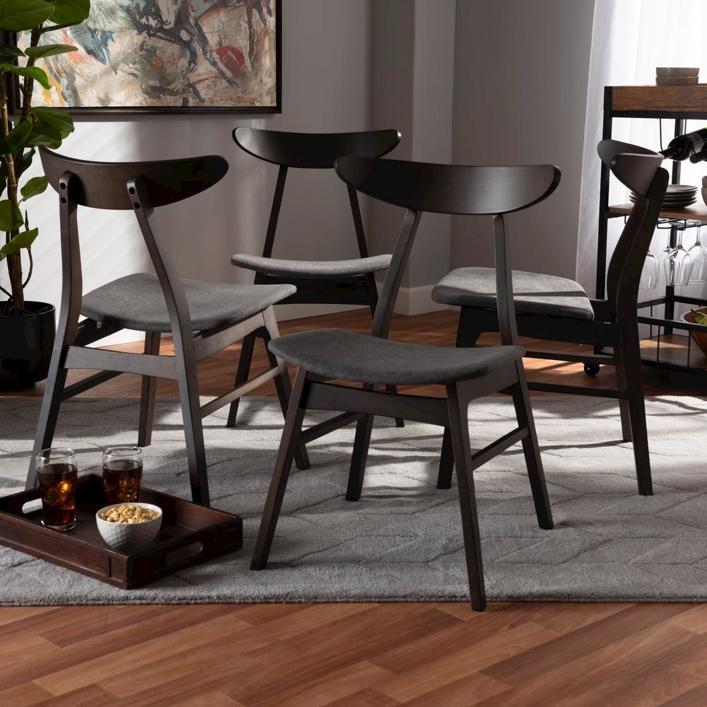 Dark Oak Brown Finished 4-Piece Wood Dining Chair Set Set