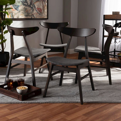 Dark Oak Brown Finished 4-Piece Wood Dining Chair Set Set