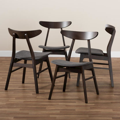 Dark Oak Brown Finished 4-Piece Wood Dining Chair Set Set