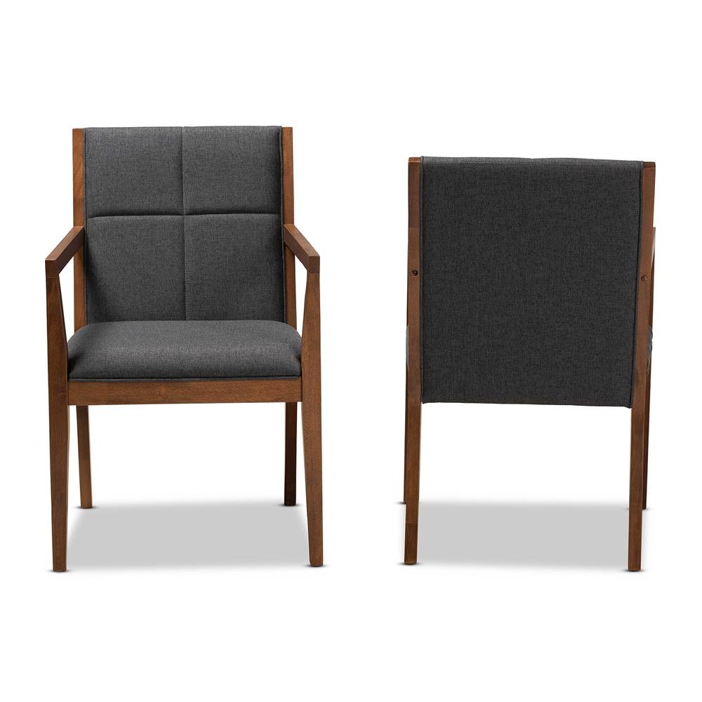 Baxton Studio Theresa Dark Grey and Walnut Effect 2-Piece Chair Set