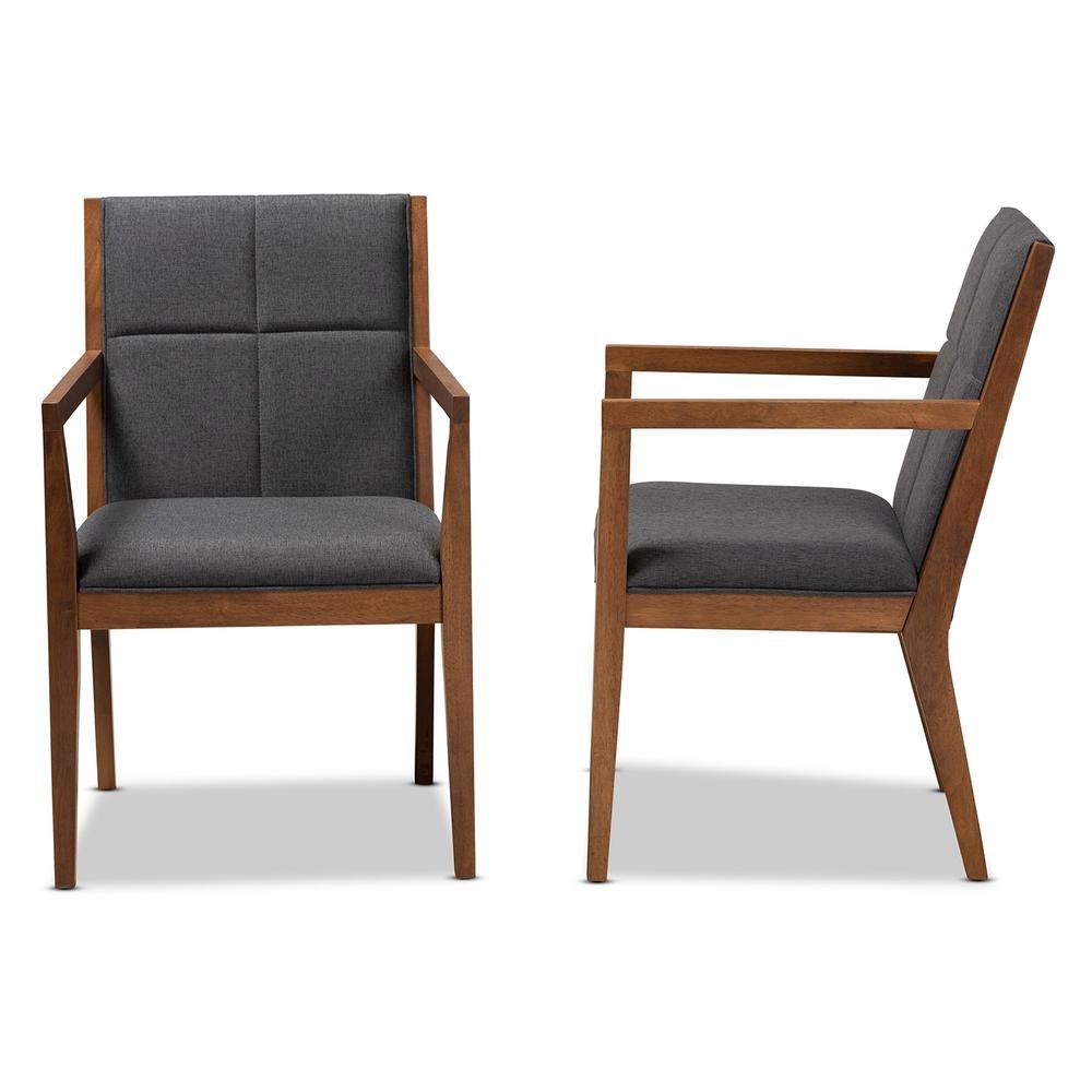 Baxton Studio Theresa Dark Grey and Walnut Effect 2-Piece Chair Set