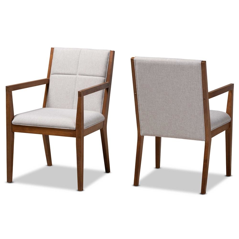 Baxton Studio Theresa Greige and Walnut Effect 2-Piece Chair Set