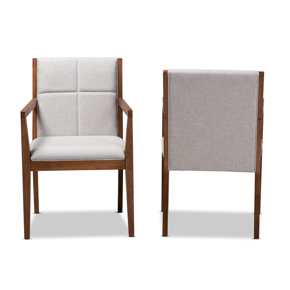 Baxton Studio Theresa Greige and Walnut Effect 2-Piece Chair Set