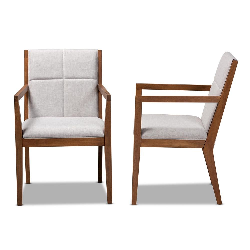 Baxton Studio Theresa Greige and Walnut Effect 2-Piece Chair Set