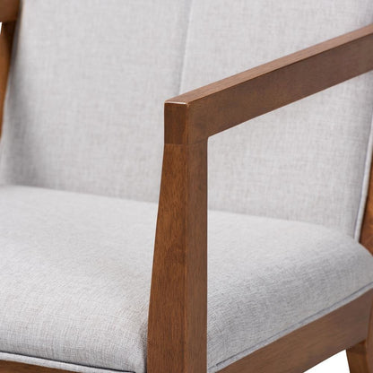 Baxton Studio Theresa Greige and Walnut Effect 2-Piece Chair Set