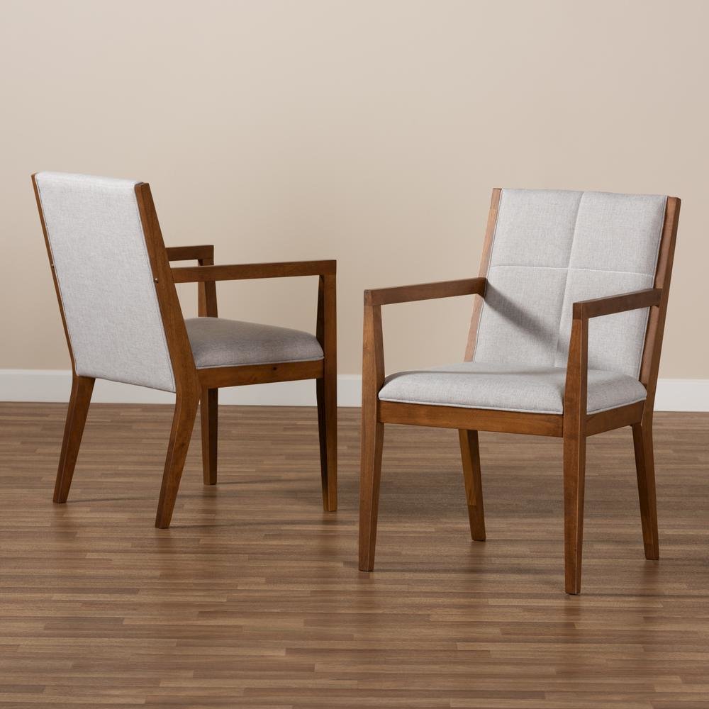 Baxton Studio Theresa Greige and Walnut Effect 2-Piece Chair Set