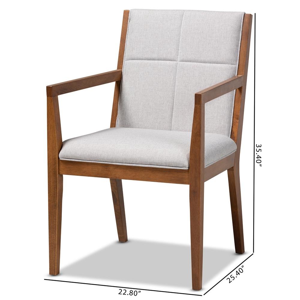 Baxton Studio Theresa Greige and Walnut Effect 2-Piece Chair Set