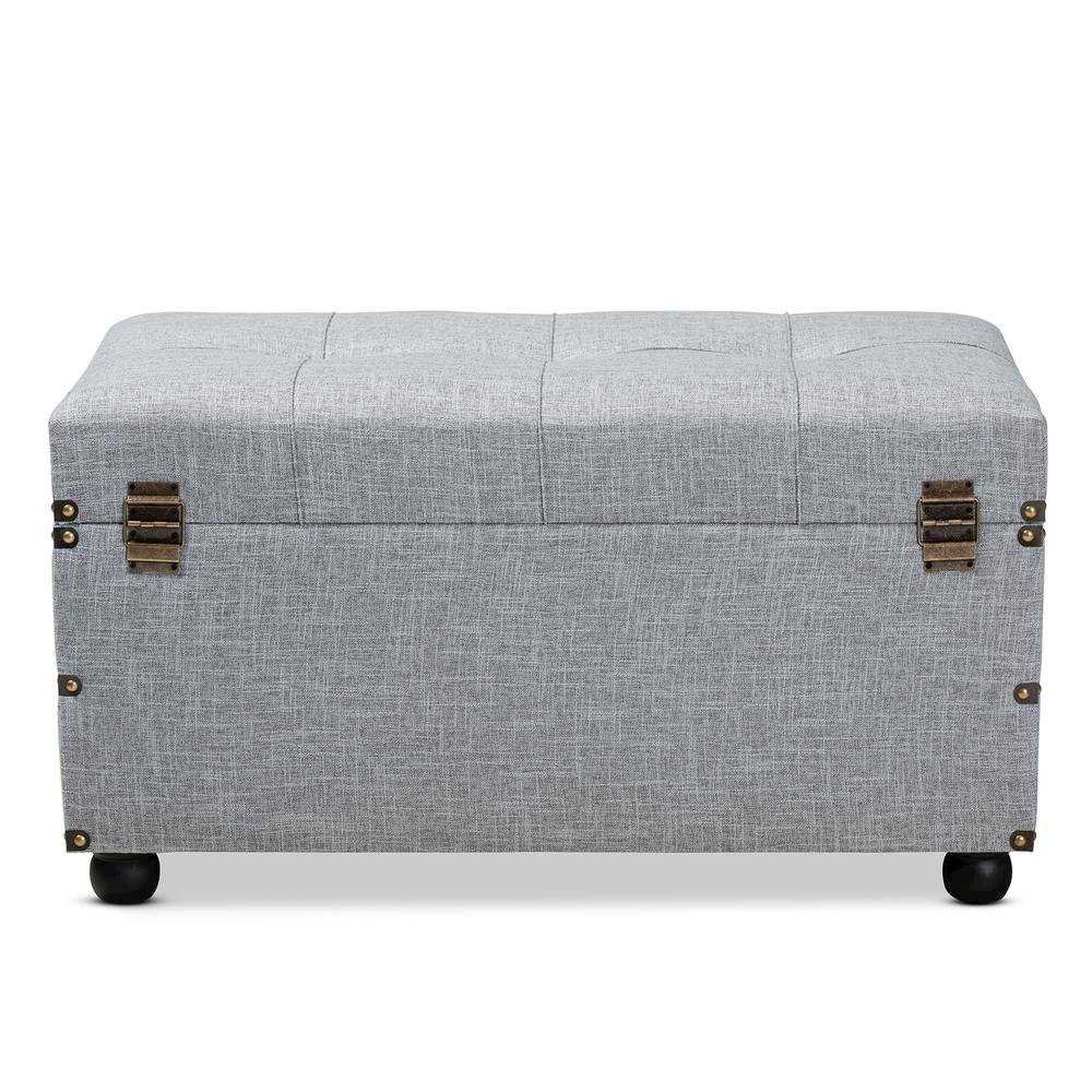 Flynn Modern Transitional Grey Fabric Upholstered 2-Drawer Storage Trunk Ottoman