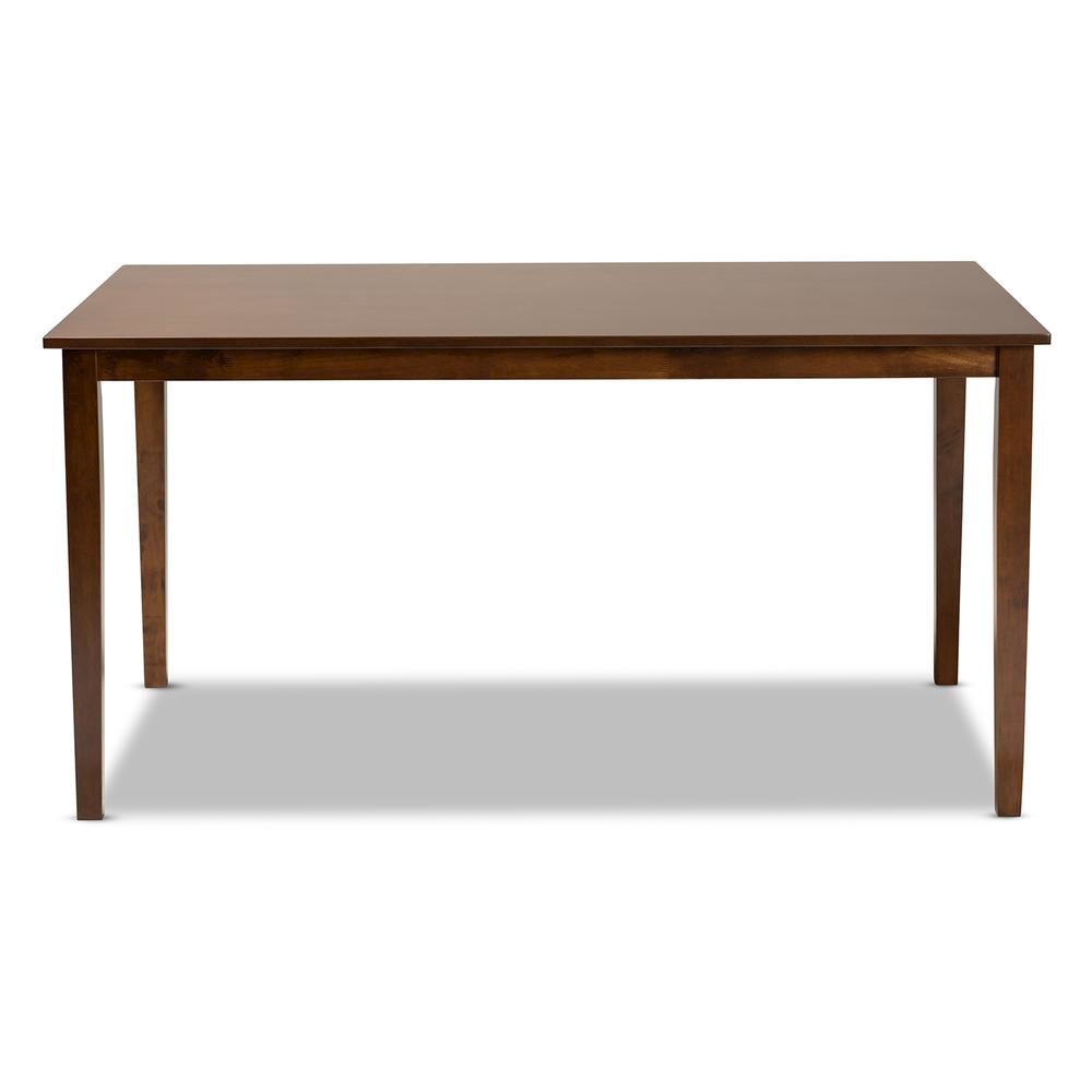 Walnut Brown Finished Rectangular Wood Dining Table