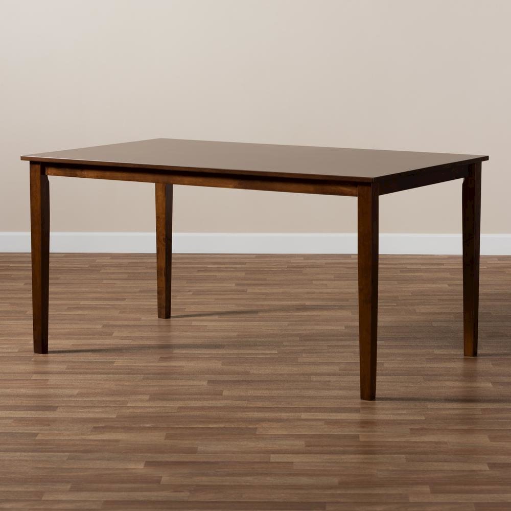Walnut Brown Finished Rectangular Wood Dining Table