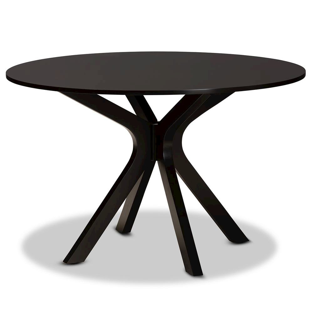 Sand Fabric Upholstered and Dark Brown Finished Wood 7-Piece Dining Set